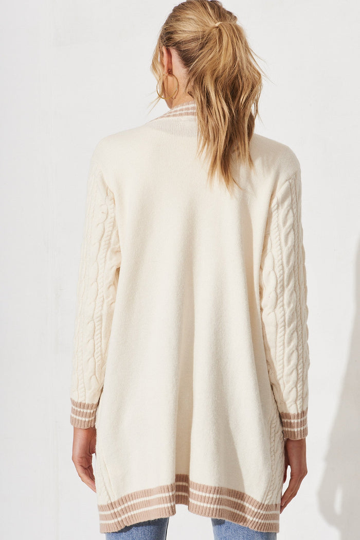 Goldington Knit Cardigan In Cream Wool Blend - back