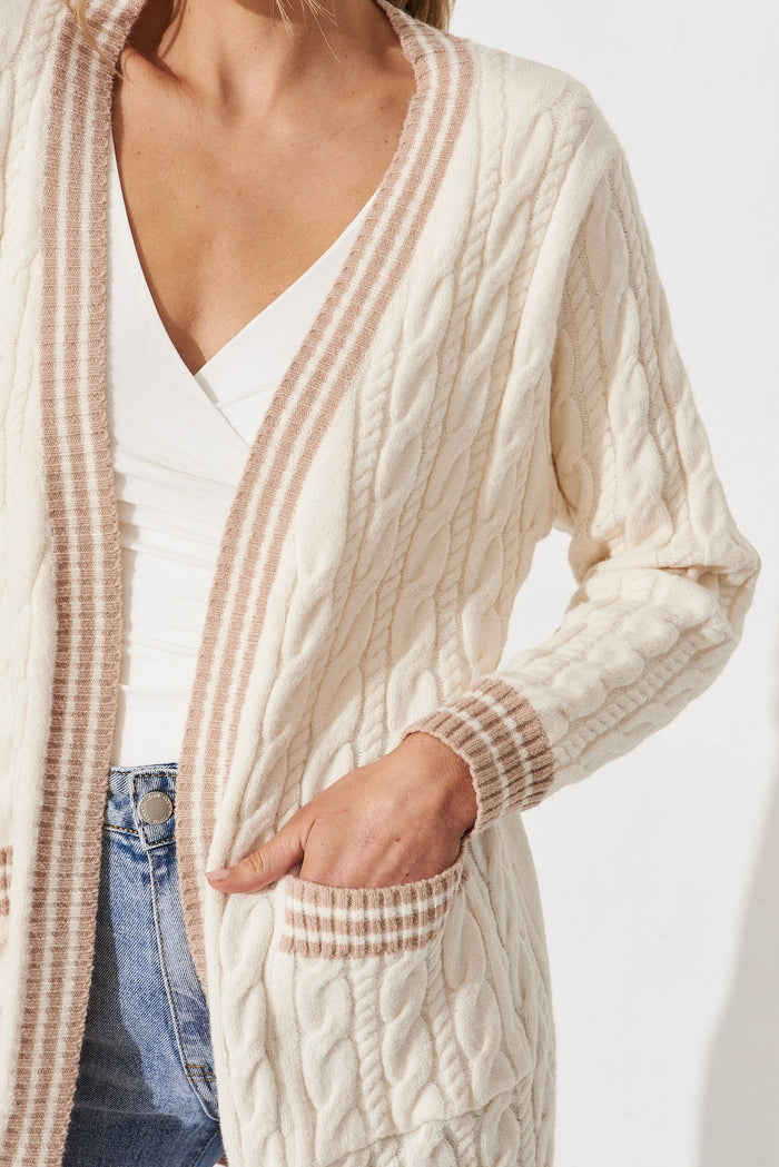 Goldington Knit Cardigan In Cream Wool Blend - detail