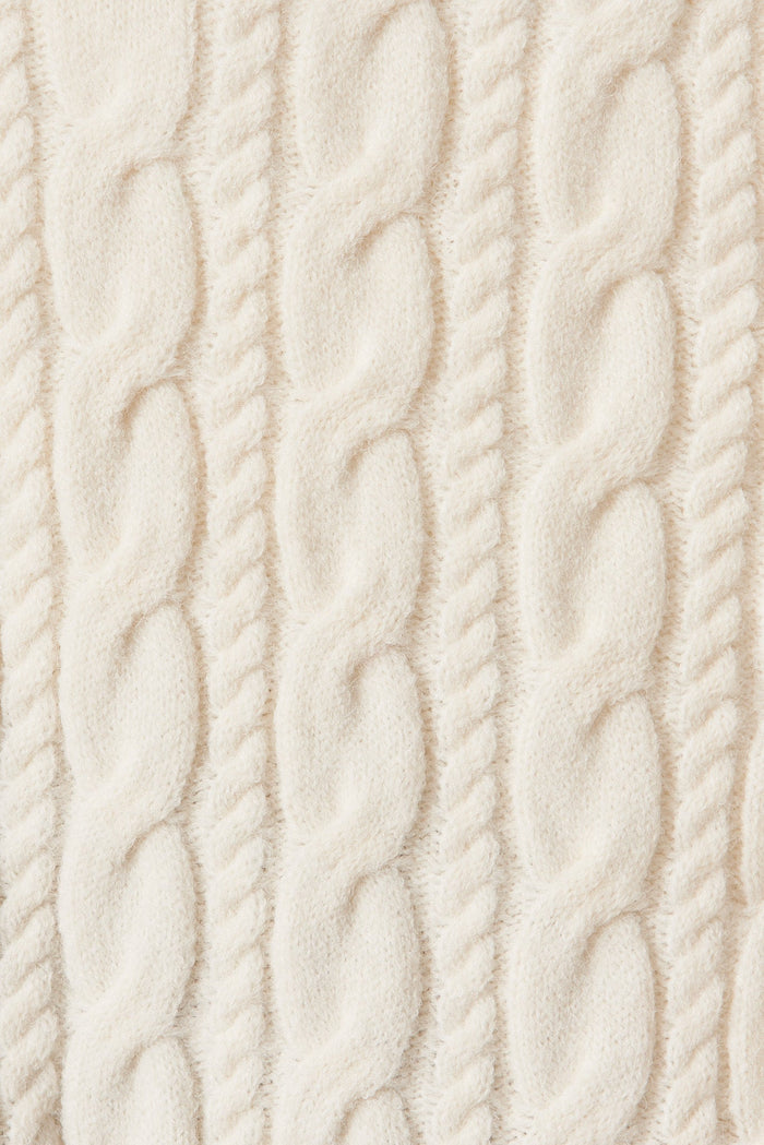 Goldington Knit Cardigan In Cream Wool Blend - fabric