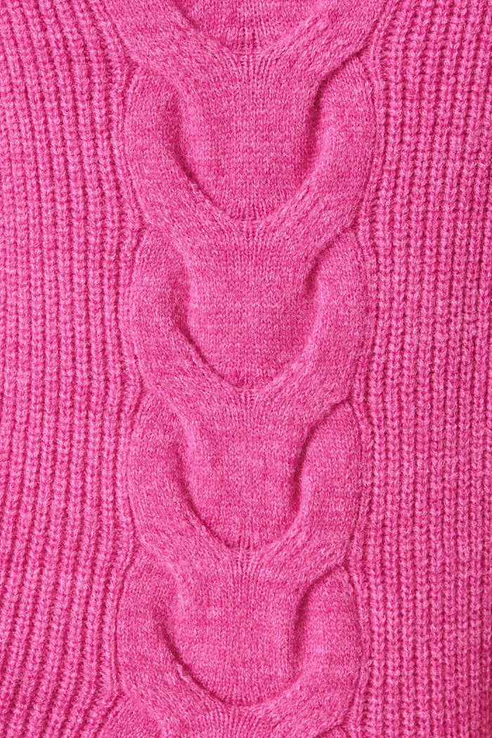 Avala Zip Knit In Magenta Wool Blend - fabric