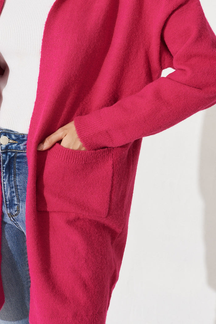 Wilden Knit Cardigan In Fuschia Wool Blend - detail