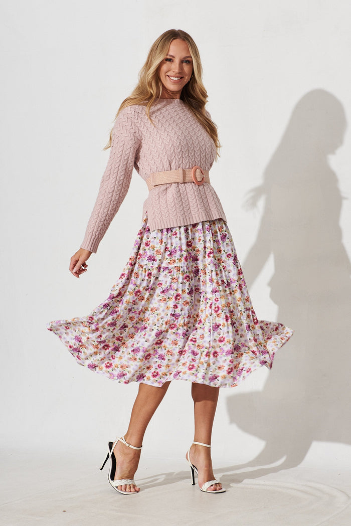 Elstow Knit In Mauve Wool Blend - full length