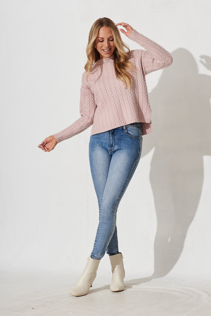 Elstow Knit In Mauve Wool Blend - full length