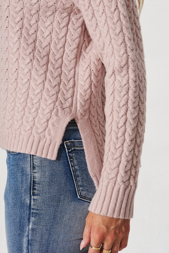 Elstow Knit In Mauve Wool Blend - detail
