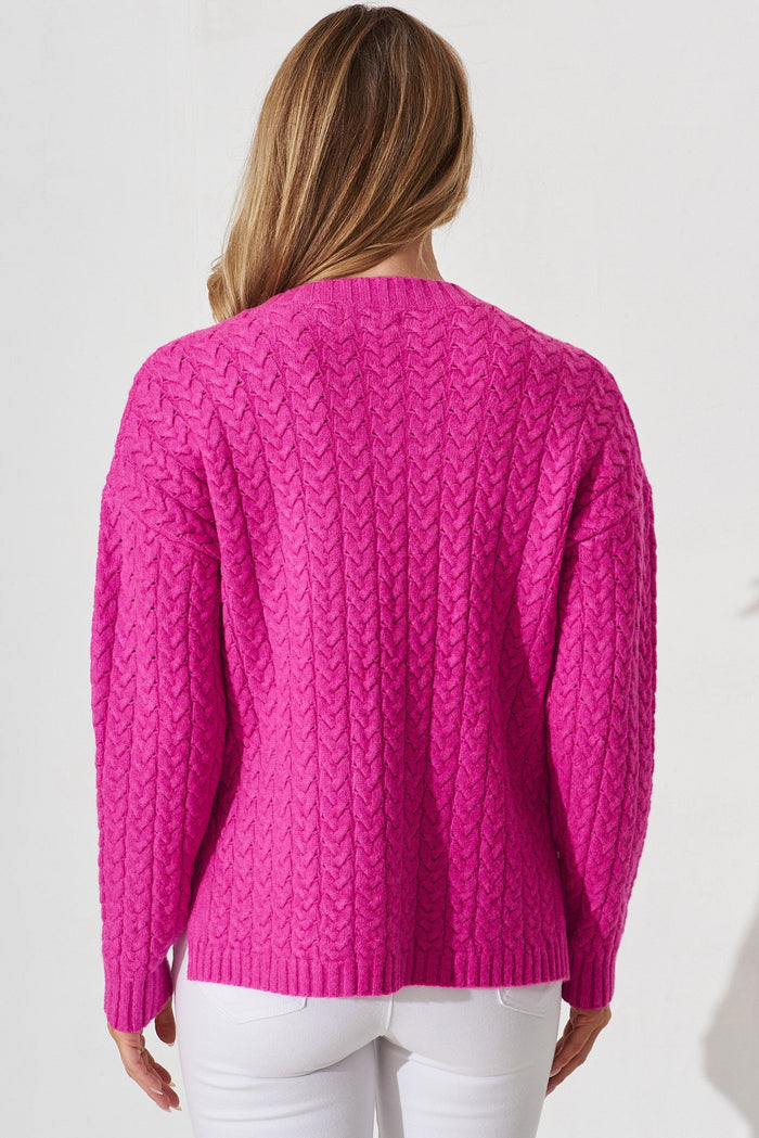 Elstow Knit In Magenta Wool Blend - back