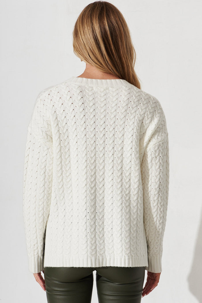 Elstow Knit In White Wool Blend - back