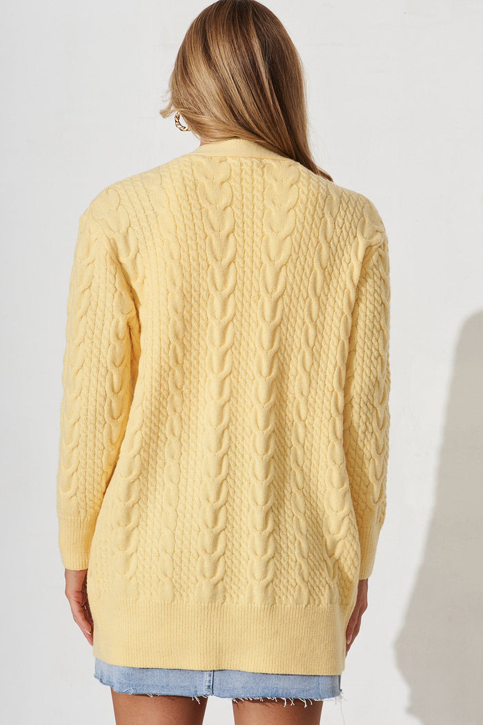 Sentosa Knit Cardigan In Yellow Wool Blend - back