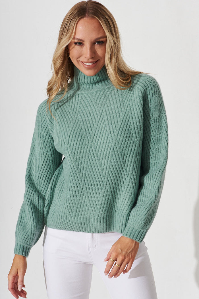 Lincoln Knit In Sage Wool Blend - front