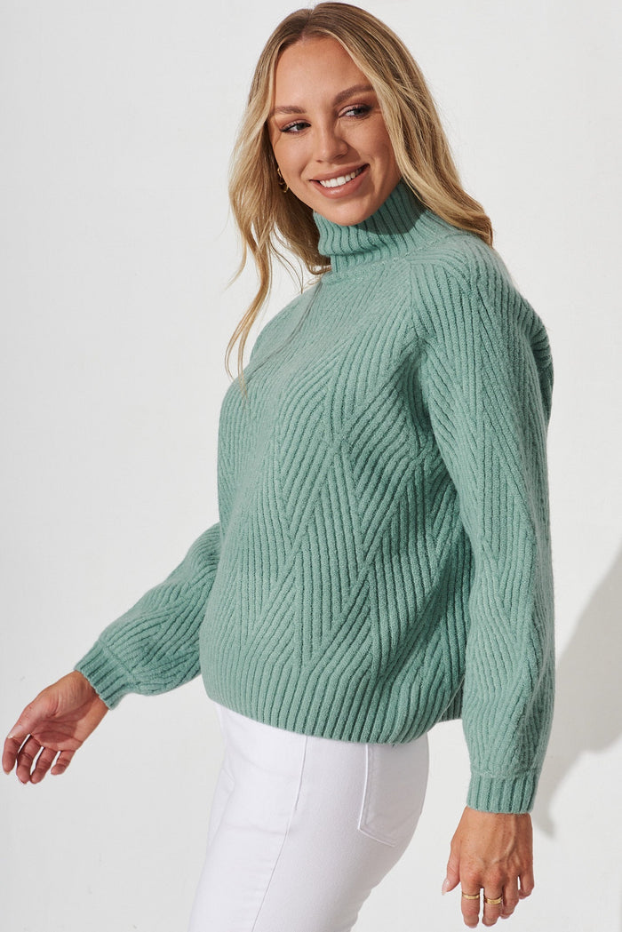 Lincoln Knit In Sage Wool Blend - side