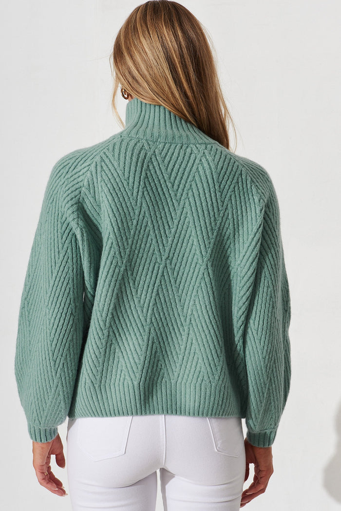 Lincoln Knit In Sage Wool Blend - back
