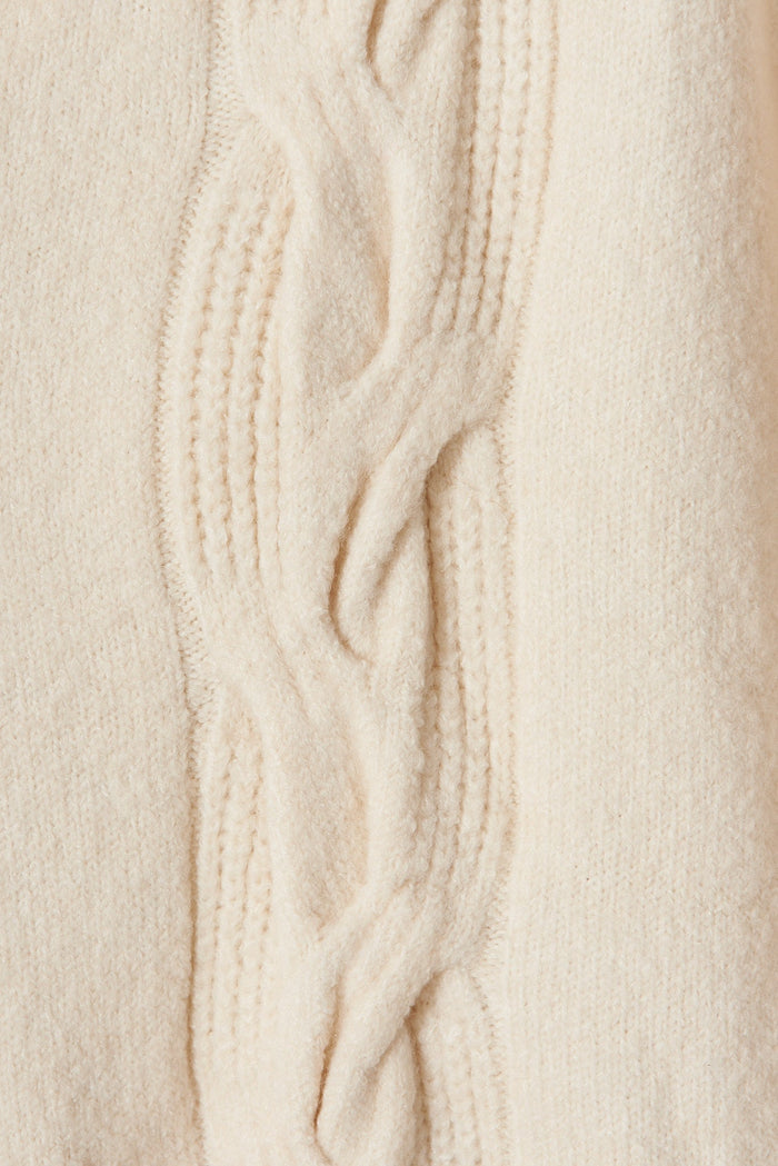 Haida Hood Knit Cardigan In Beige Wool Blend - fabric