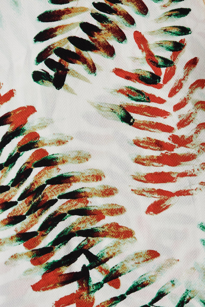 Macey High Low Top In White With Multi Print - fabric
