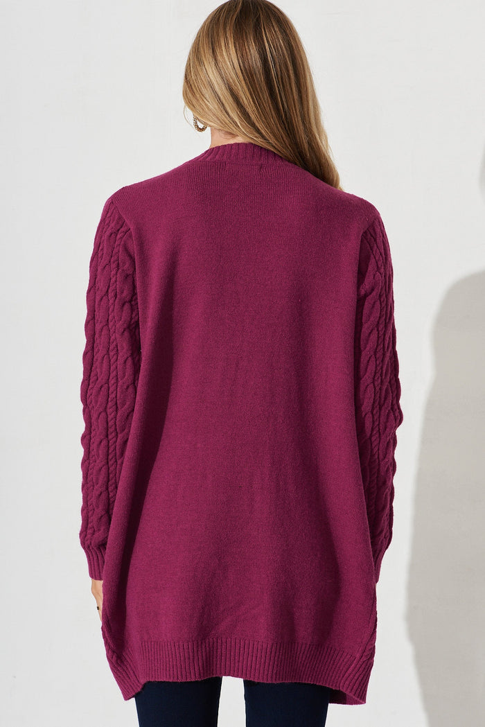 Goldington Knit Cardigan In Purple Wool Blend - back