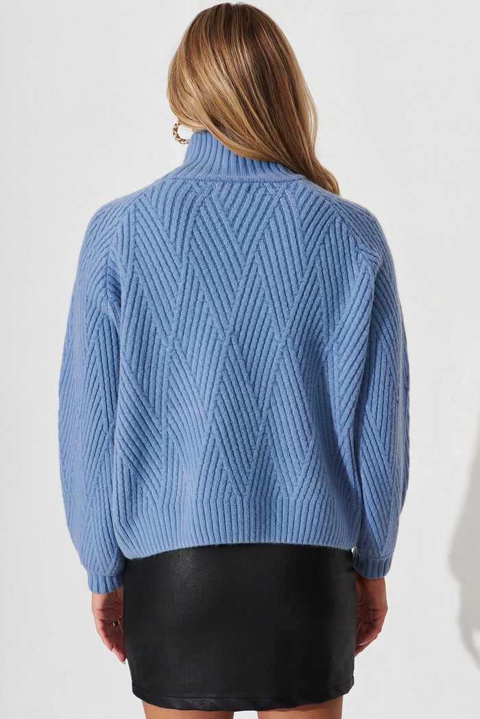 Lincoln Knit In Blue Wool Blend - back