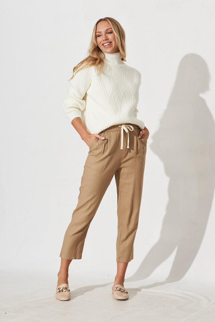 Lincoln Knit In Cream Wool Blend - full length