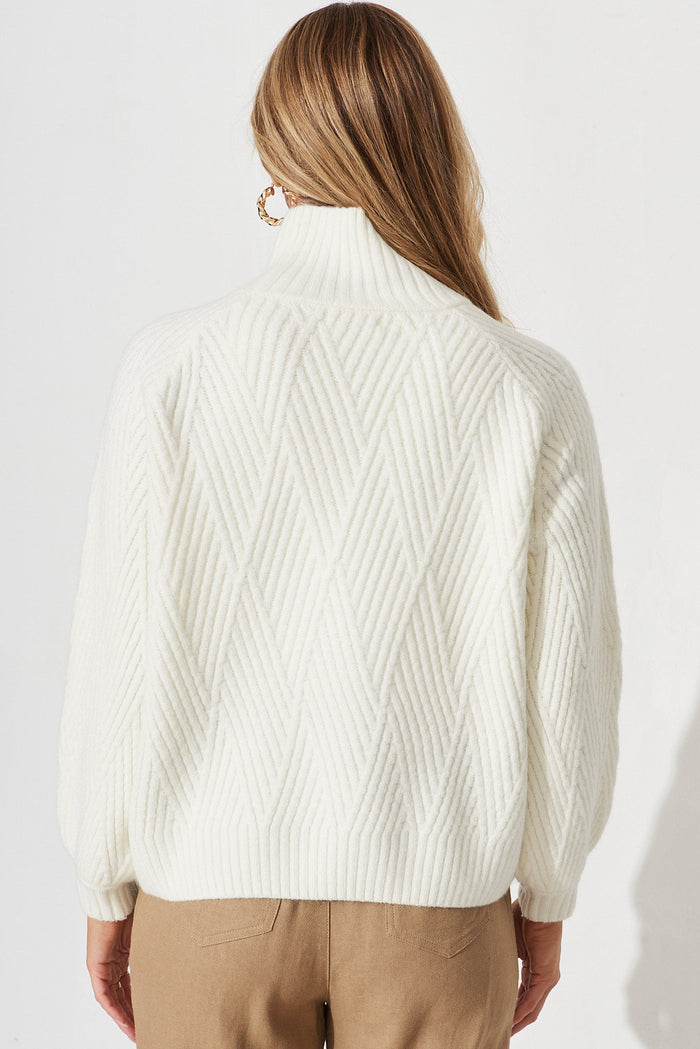 Lincoln Knit In Cream Wool Blend - back