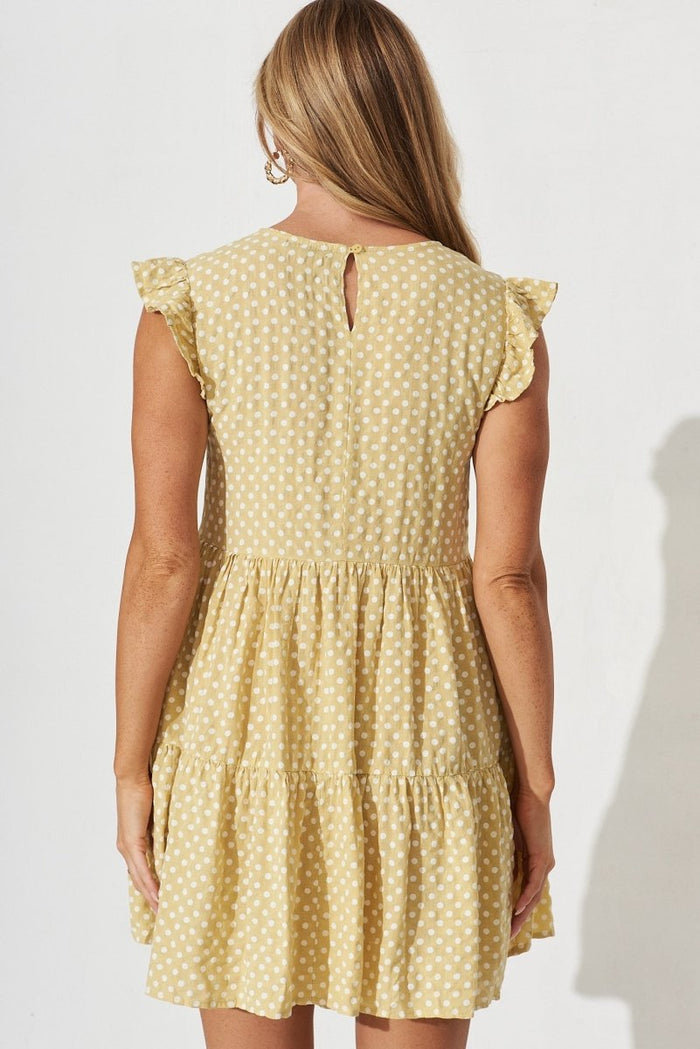 Calgary Smock Dress In Lemon With White Cotton Blend - St Frock (Dev)