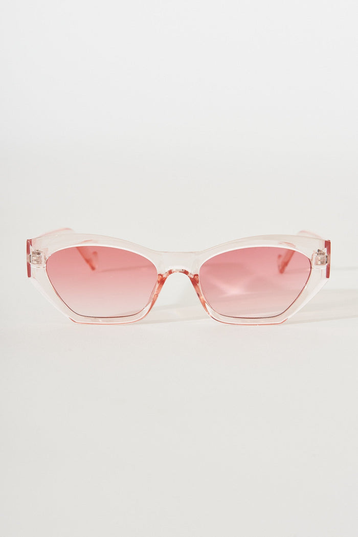 August + Delilah Alessia Angular Cat Eye Sunglasses In Pink - front