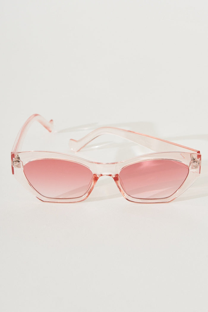 August + Delilah Alessia Angular Cat Eye Sunglasses In Pink - front