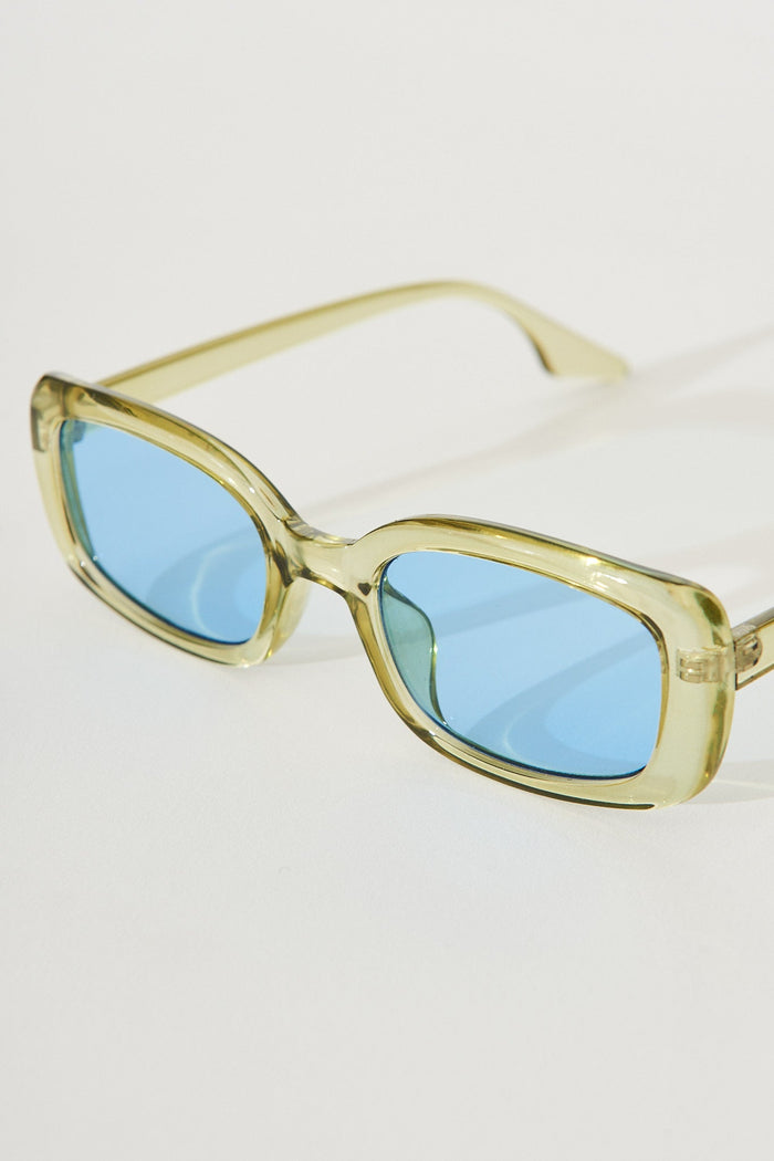 August + Delilah Portia Rectangular Sunglasses In Green - St Frock (Dev)