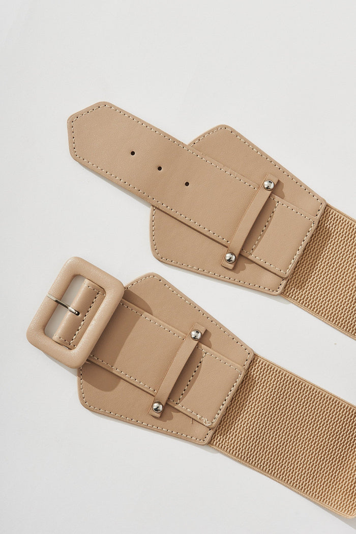 August + Delilah Jackie Stretch Corset Belt In Beige - detail