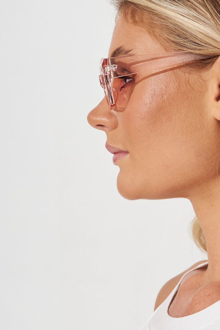 August + Delilah Alessia Angular Cat Eye Sunglasses In Pink - side