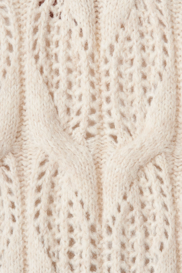Turvey Knit Cardigan In Beige Wool Blend - fabric