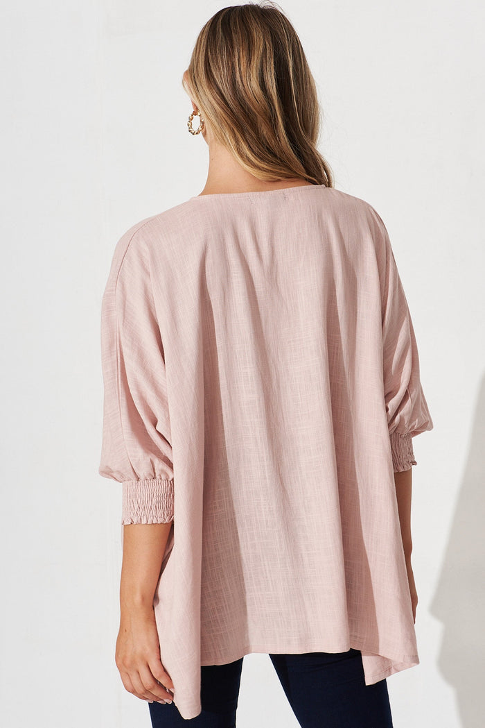 Devina Top In Blush Linen Blend - back