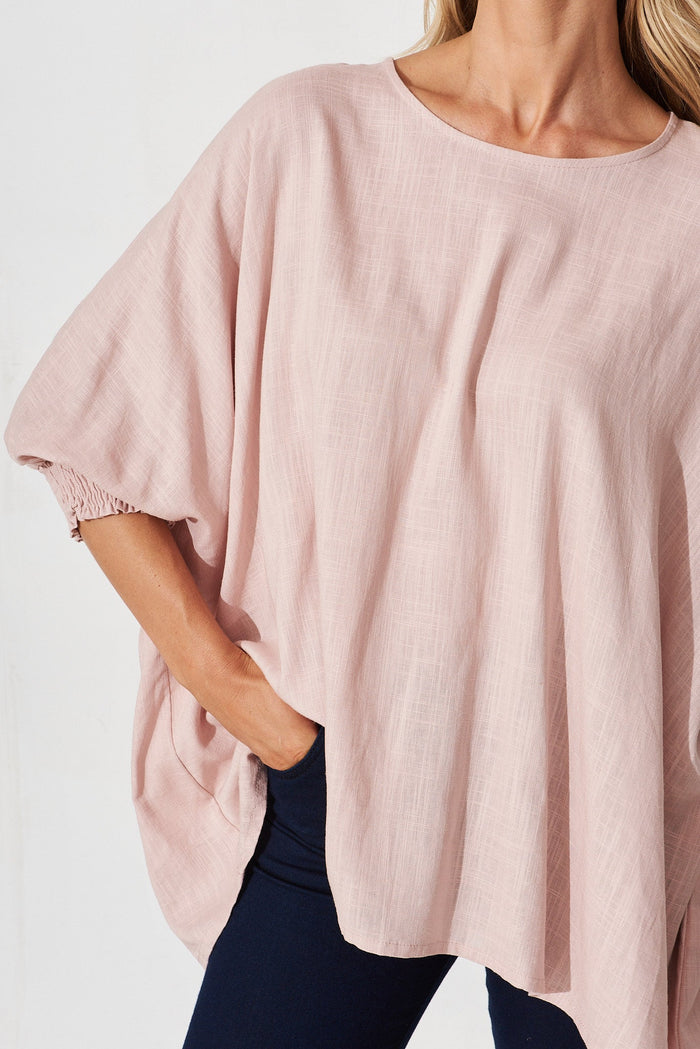 Devina Top In Blush Linen Blend - detail