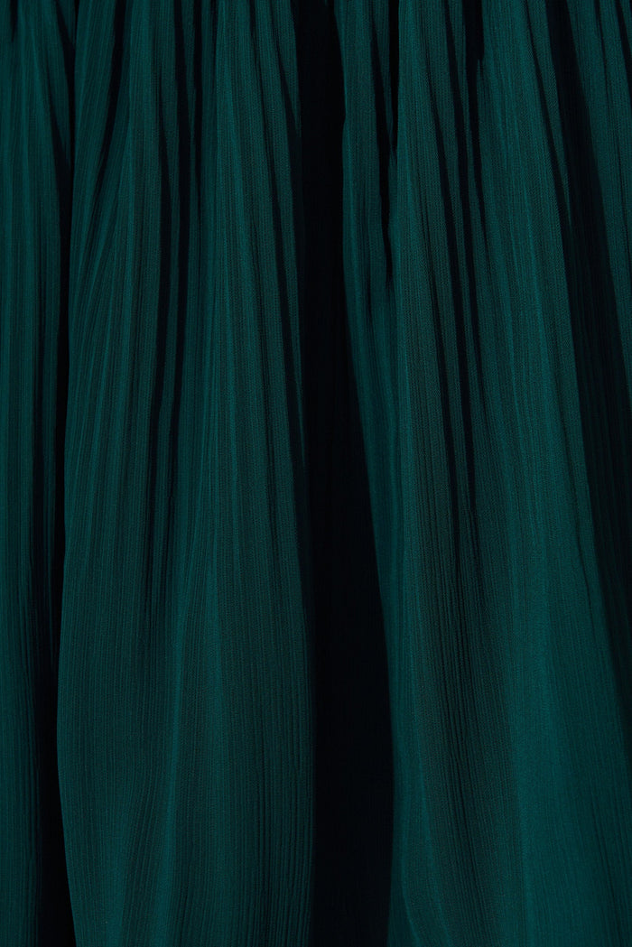 Elisa Midi Dress In Emerald Green Chiffon - fabric