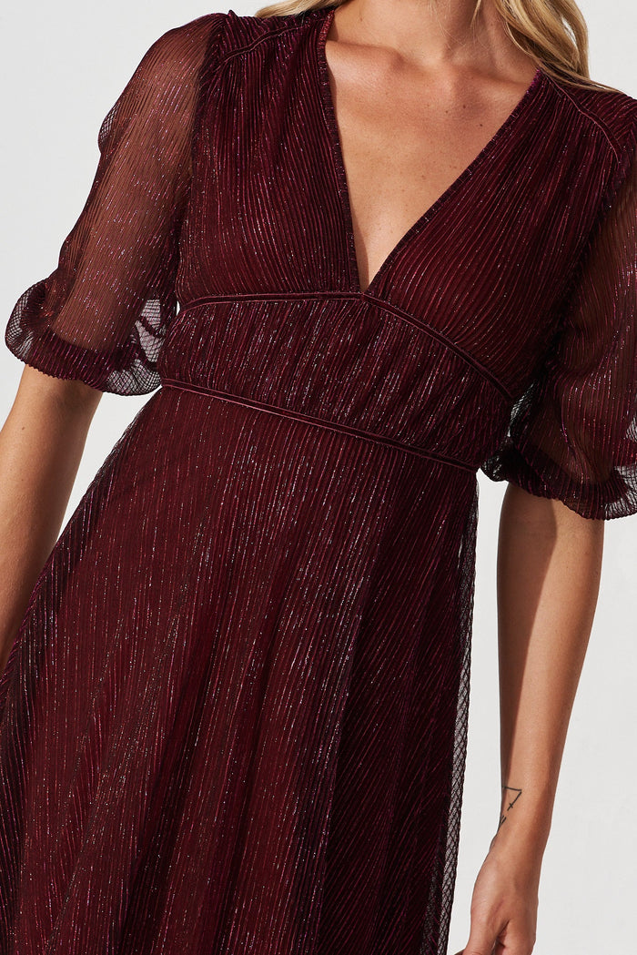 Mana Maxi Dress In Wine Lurex - detail