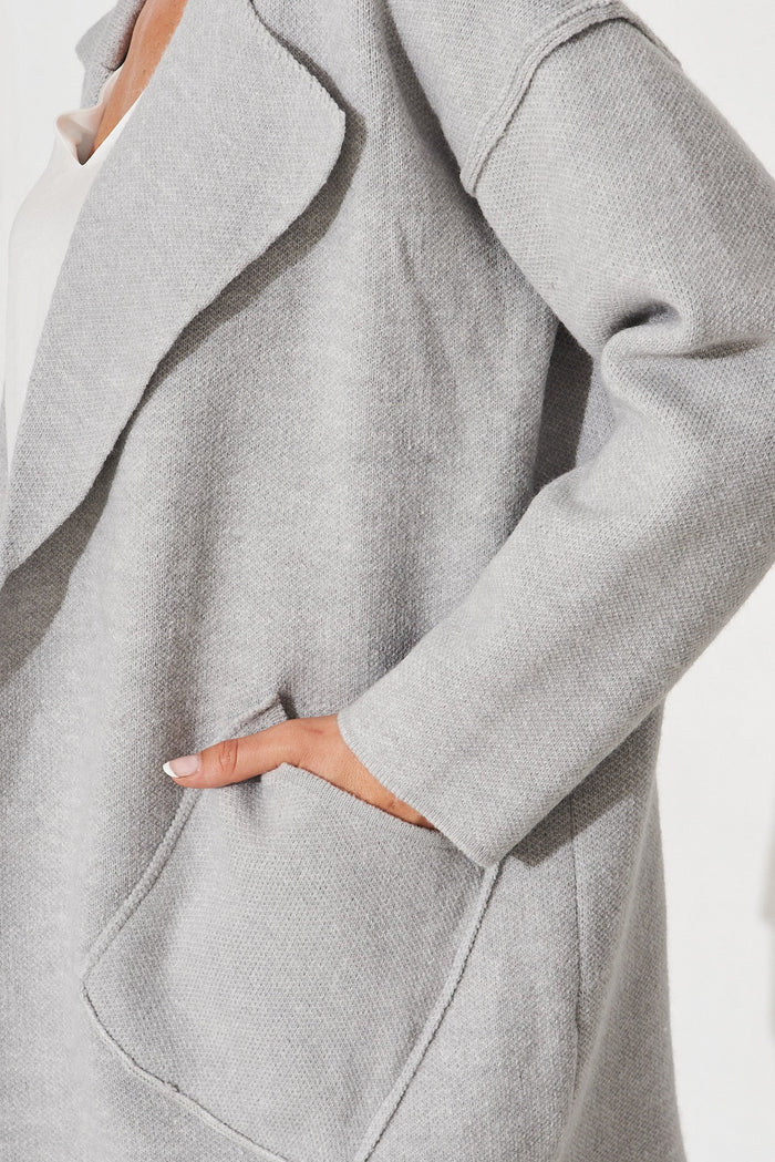 Marseille Knit Coatigan In Grey Wool Blend - detail