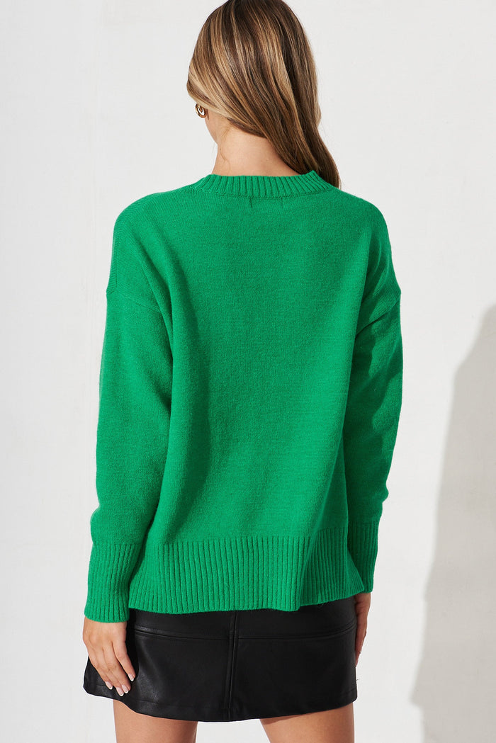 Gracelynn Knit In Green Wool Blend - back
