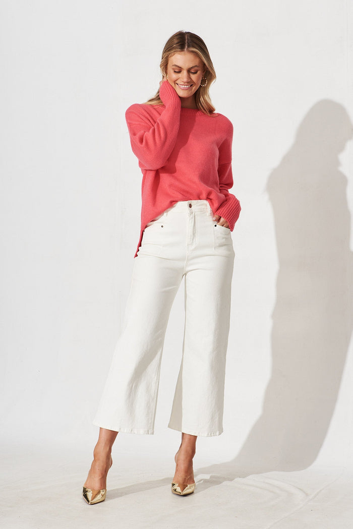 Gracelynn Knit In Coral Wool Blend - full length