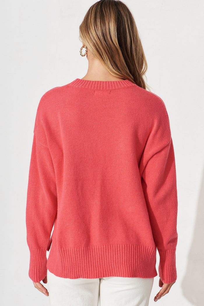 Gracelynn Knit In Coral Wool Blend - back