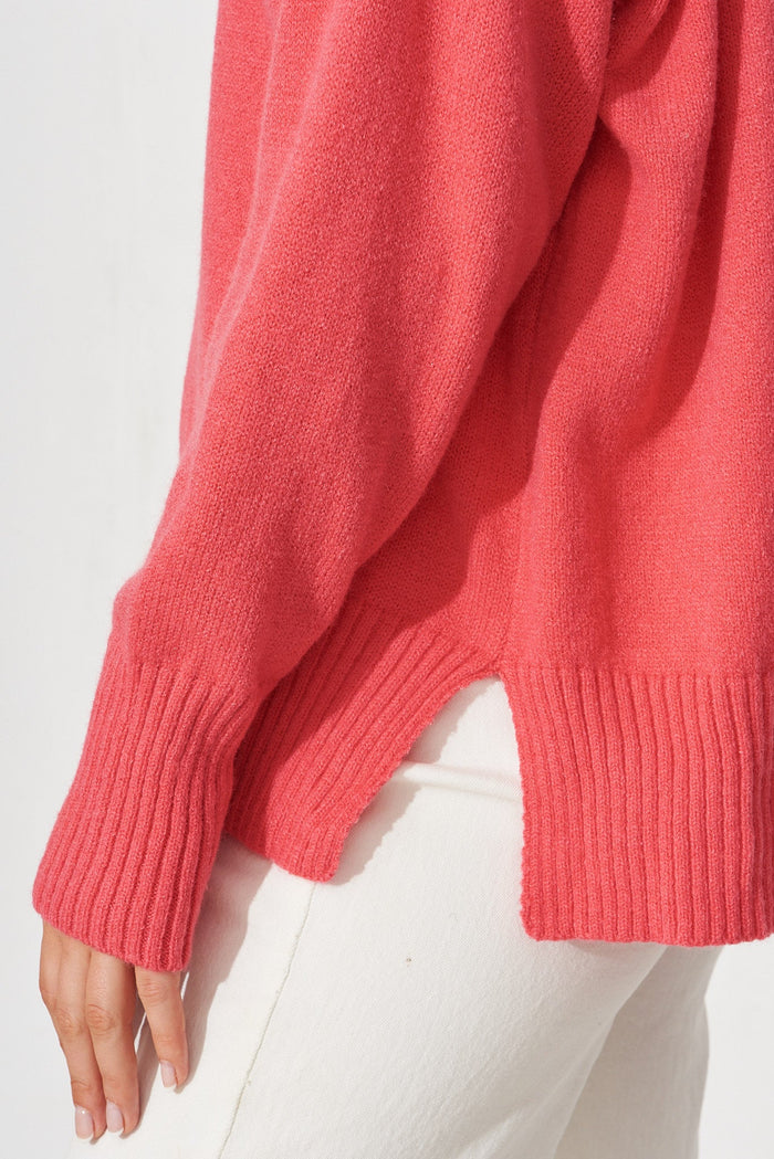 Gracelynn Knit In Coral Wool Blend - detail