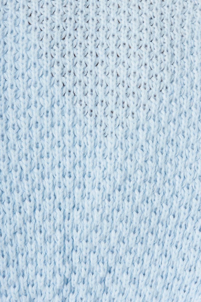 Mira Knit Cardigan In Sky Blue Wool Blend - fabric