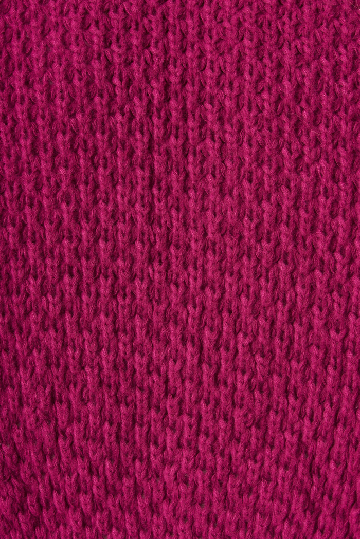 Mira Knit Cardigan In Magenta Wool Blend - fabric