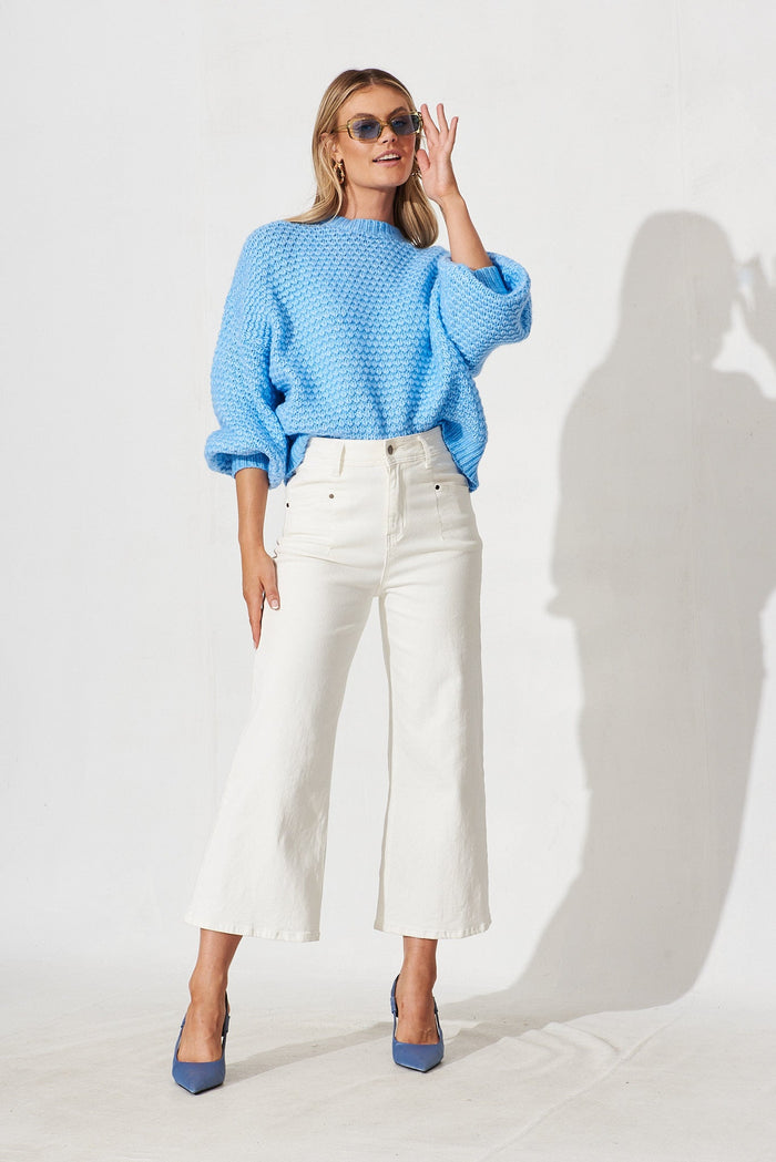 Euston Knit In Light Blue Wool Blend - full length