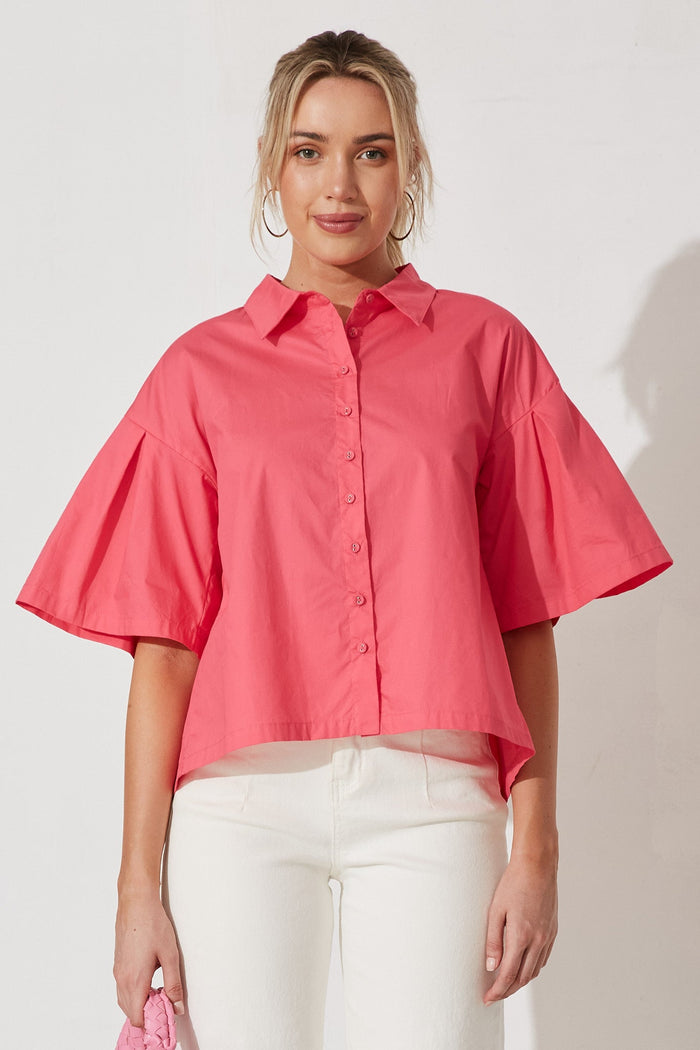 Wisteria Shirt In Hot Pink Cotton - front