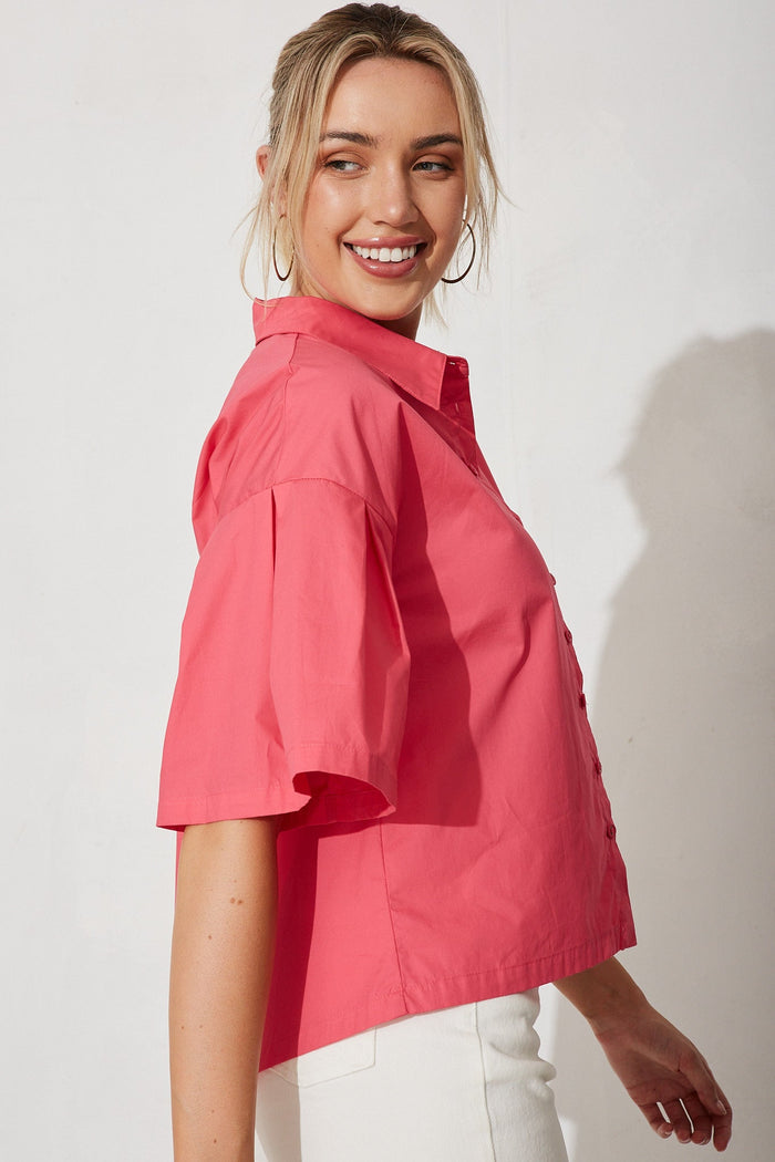 Wisteria Shirt In Hot Pink Cotton - side