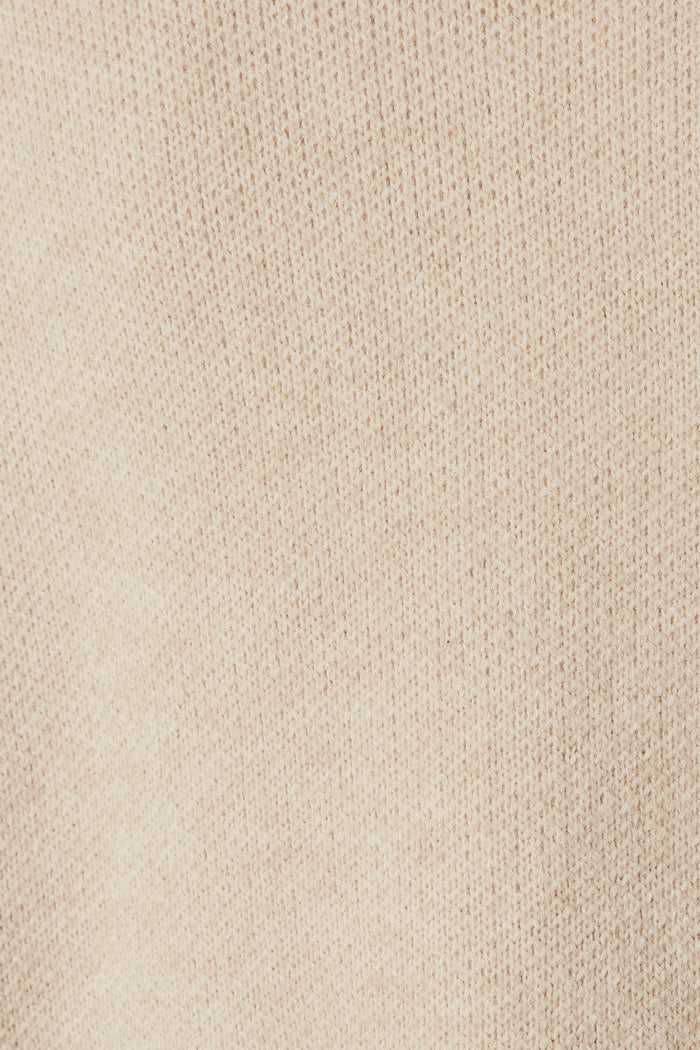 Marseille Knit Coatigan In Beige Wool Blend - fabric