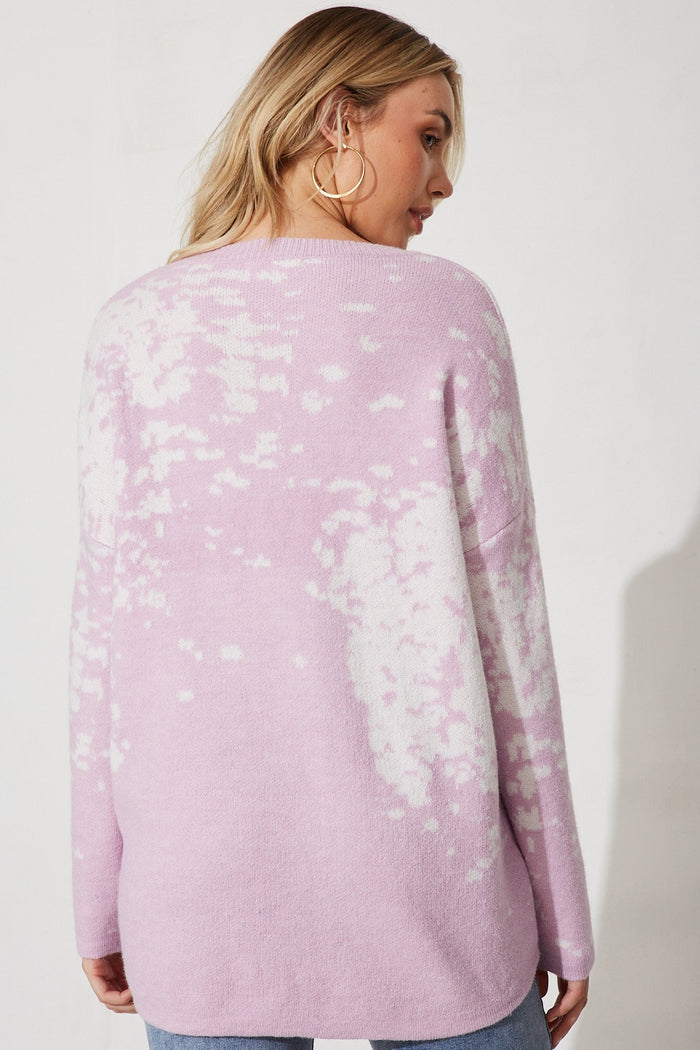 Maricela Knit In Lilac With White Wool Blend - back
