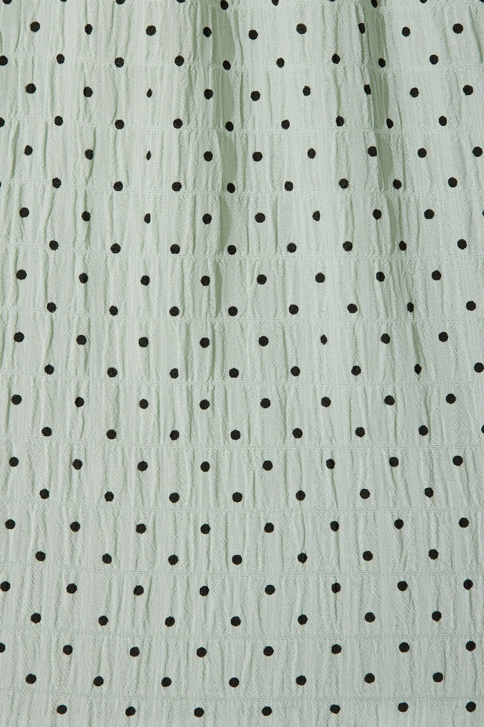 Kiyana Dress In Mint With Black Dot - fabric