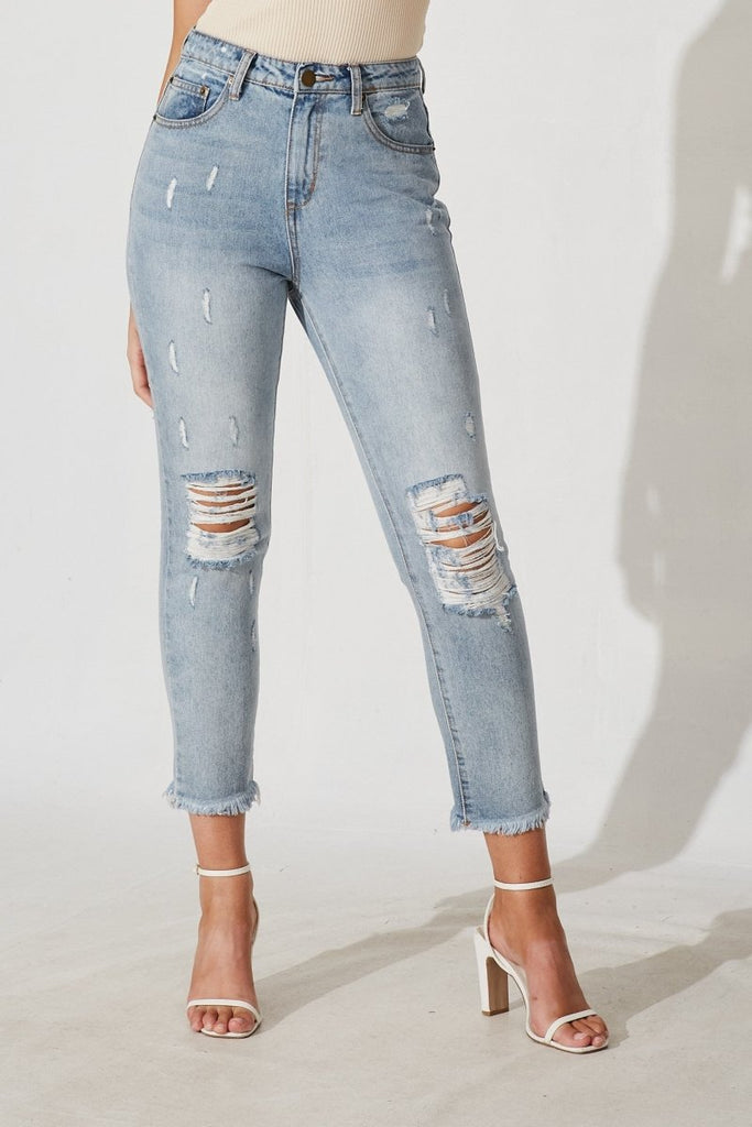 Chicago Ripped Jeans In Light Blue Denim - St Frock (Dev)