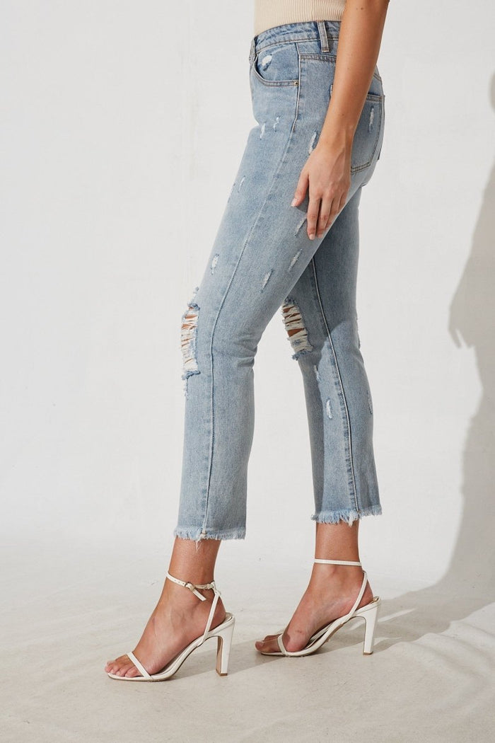 Chicago Ripped Jeans In Light Blue Denim - St Frock (Dev)