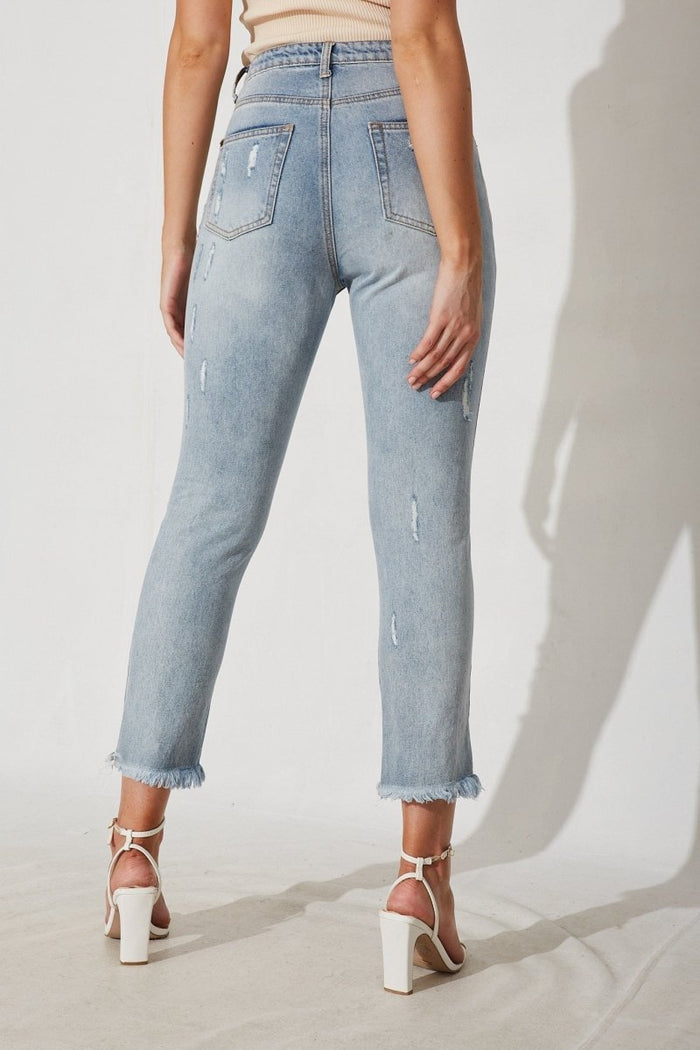 Chicago Ripped Jeans In Light Blue Denim - St Frock (Dev)