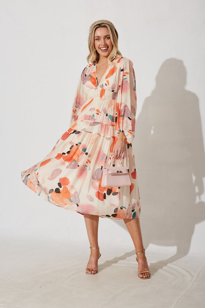 Beeblossom Midi Dress In Tangerine Floral - St Frock (Dev)