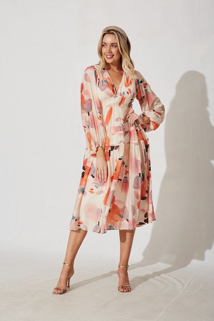 Beeblossom Midi Dress In Tangerine Floral - St Frock (Dev)