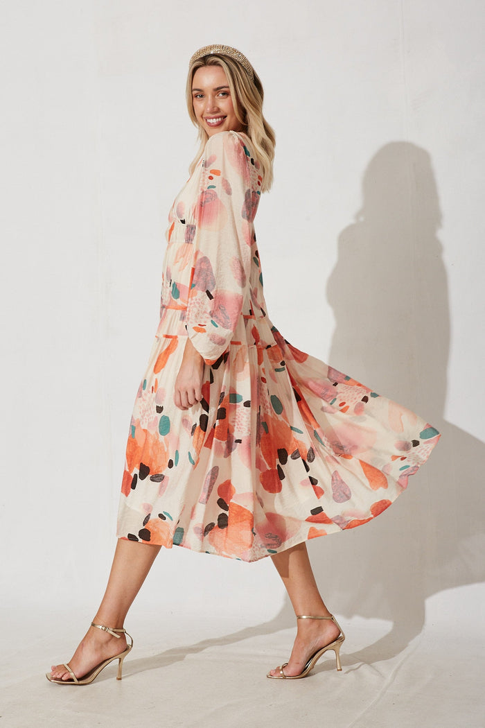 Beeblossom Midi Dress In Tangerine Floral - St Frock (Dev)